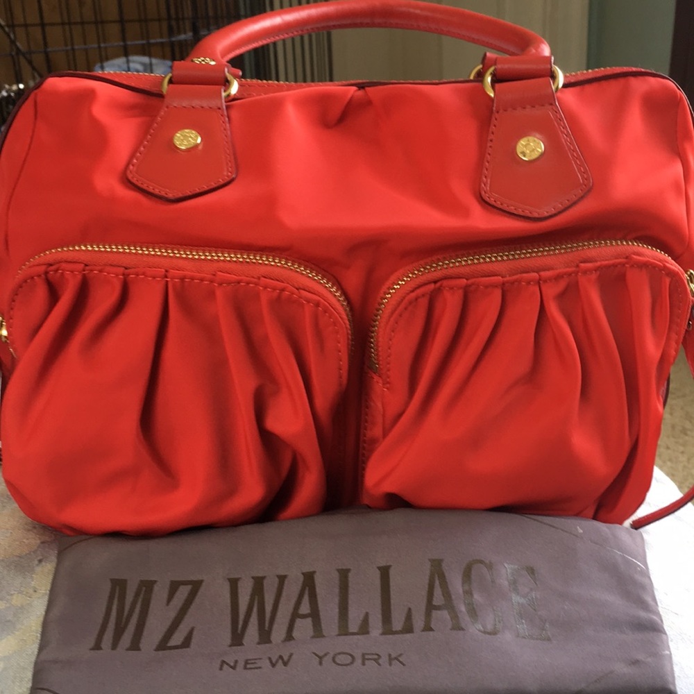 MZ Wallace red nylon satchel